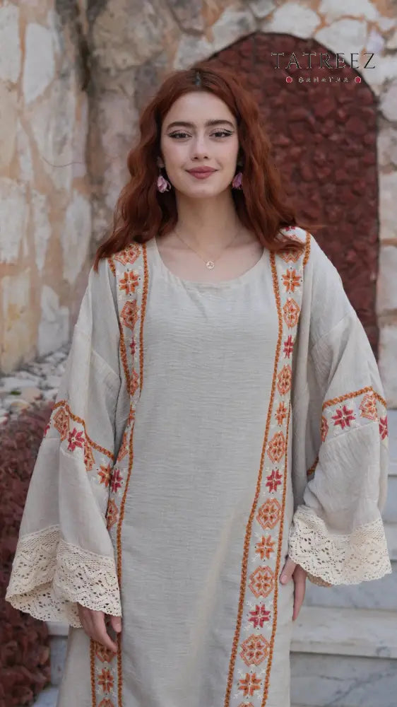 Pearl Abaya - Handmade Elegance with Red Embroidery (Copy) - One size - Clothing & Wearables