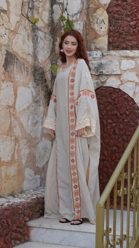 Pearl Abaya - Handmade Elegance with Red Embroidery (Copy) - One size - Clothing & Wearables