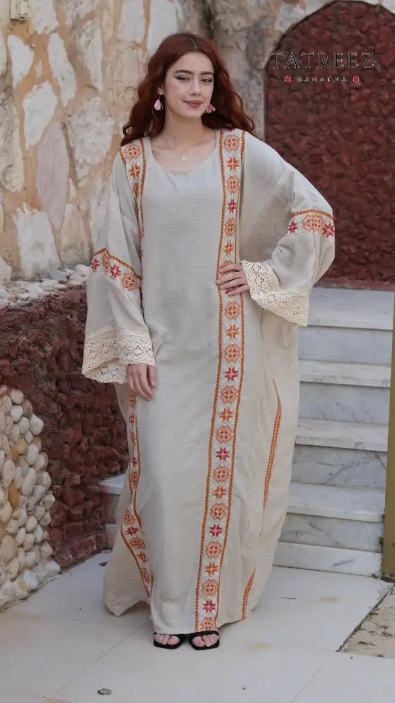 Pearl Abaya - Handmade Elegance with Red Embroidery (Copy) - One size - Clothing & Wearables