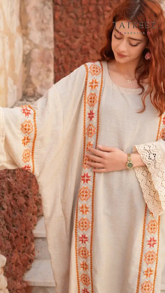 Pearl Abaya - Handmade Elegance with Red Embroidery (Copy) - One size - Clothing & Wearables