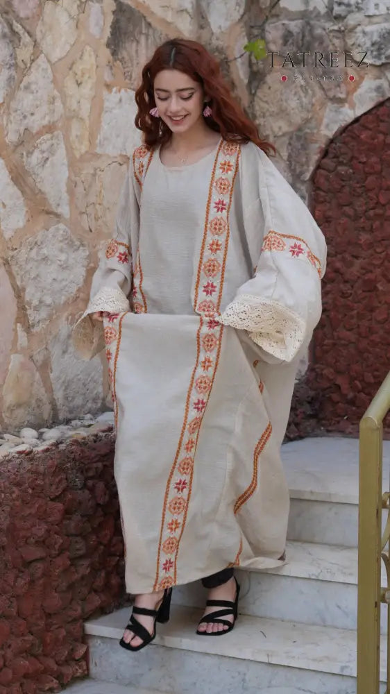 Pearl Abaya - Handmade Elegance with Red Embroidery (Copy) - One size - Clothing & Wearables