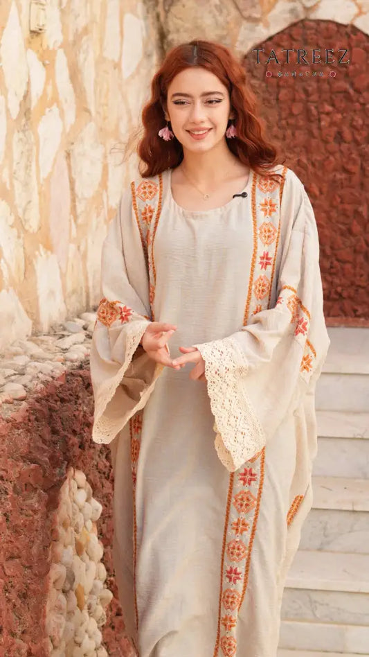 Pearl Abaya - Handmade Elegance with Red Embroidery (Copy) - One size - Clothing & Wearables