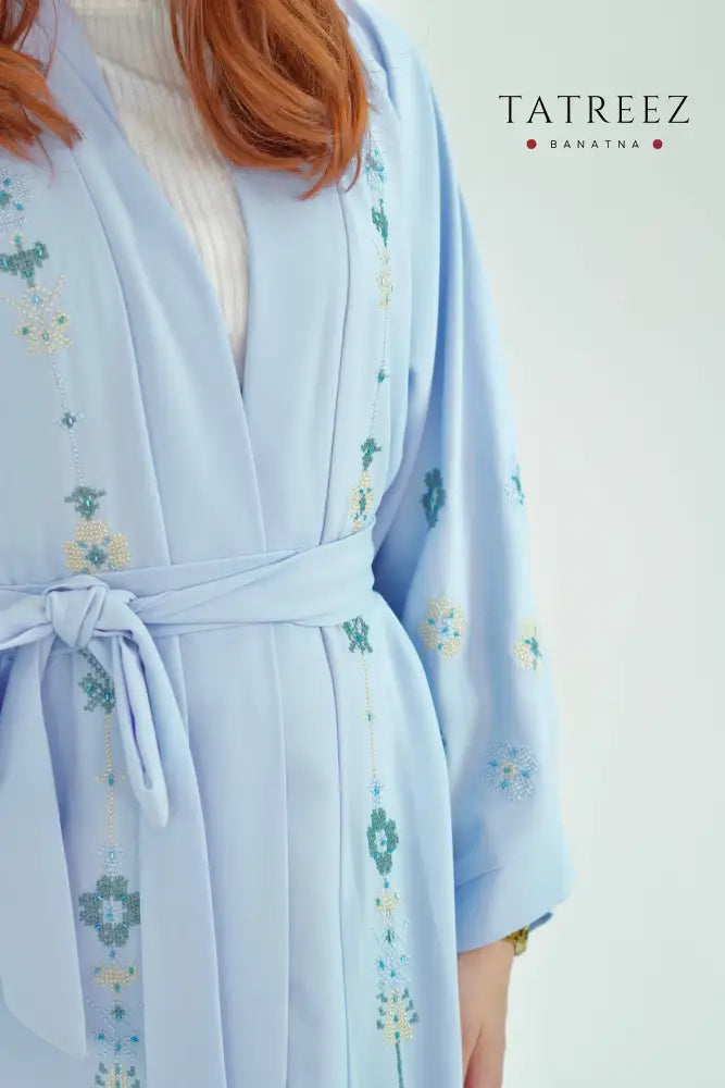 Celestial Charm Handmade Abaya – Elegant Baby Blu - One size - Clothing & Wearables