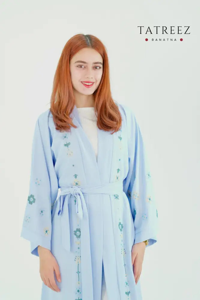 Celestial Charm Handmade Abaya – Elegant Baby Blu - One size - Clothing & Wearables