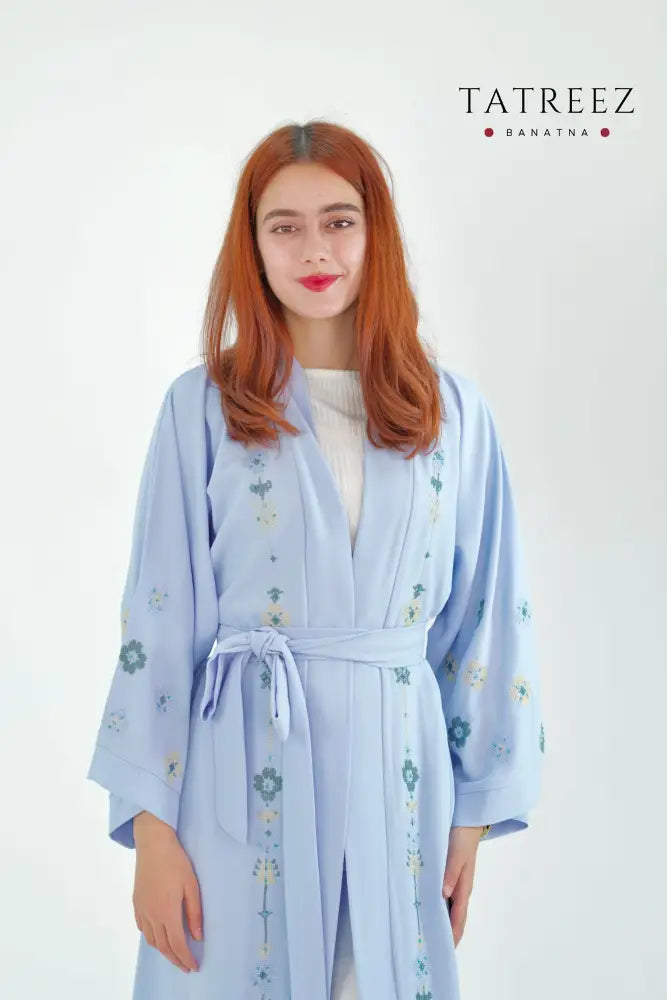 Celestial Charm Handmade Abaya – Elegant Baby Blu - One size - Clothing & Wearables