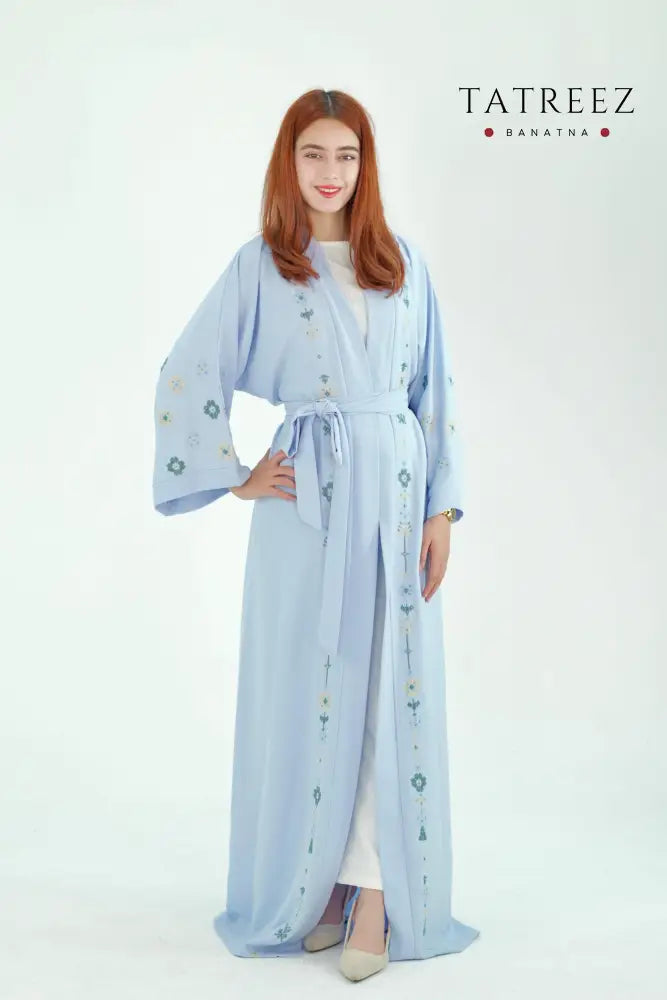 Celestial Charm Handmade Abaya – Elegant Baby Blu - One size - Clothing & Wearables