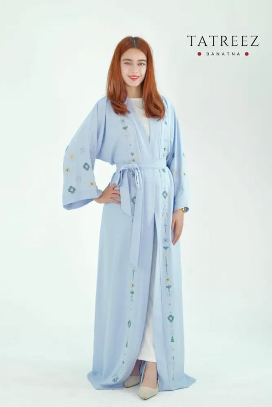 Celestial Charm Handmade Abaya – Elegant Baby Blu - One size - Clothing & Wearables