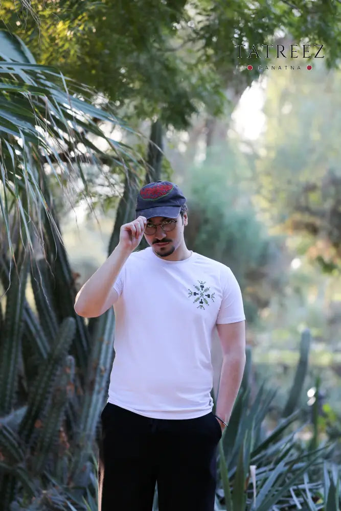 Handmade Cotton T-Shirt with Olive Tree Motifs | Wear With Honor Clothing & Wearables