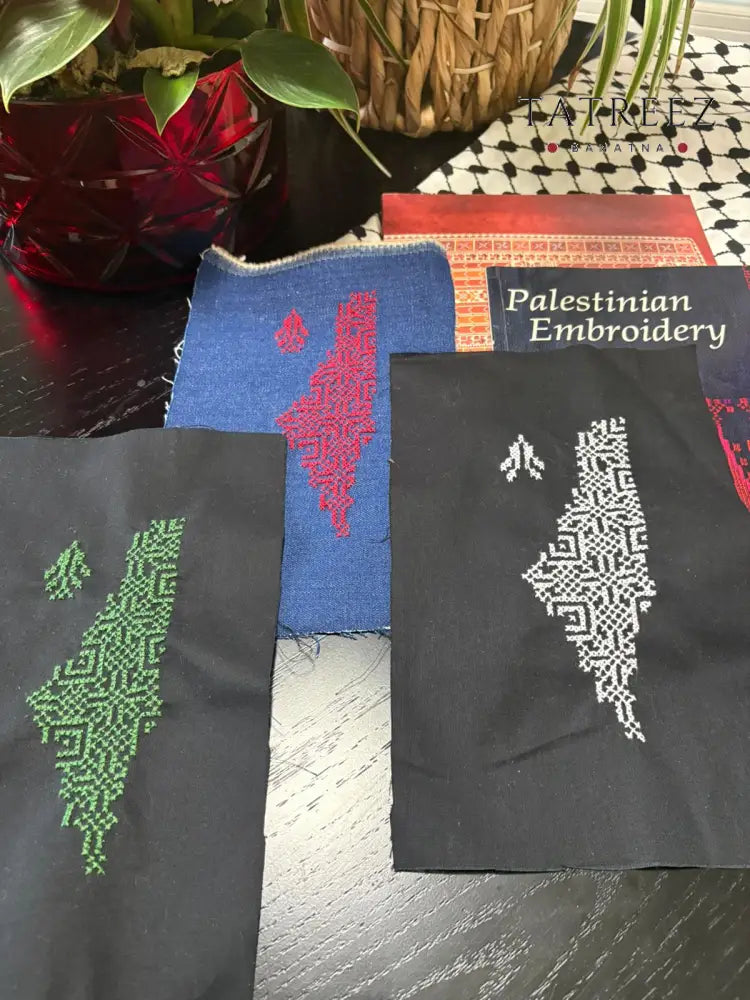 Custom Handmade Embroidery Patches of the Palestine Map in Various Colors Clothing & Wearables