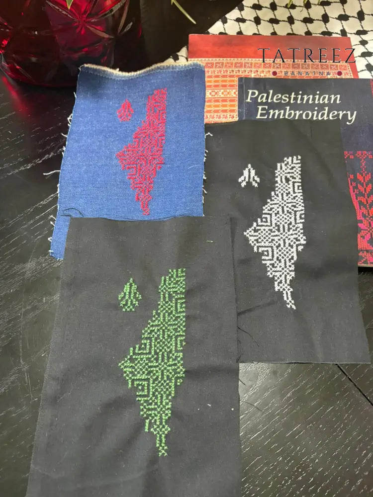 Custom Handmade Embroidery Patches of the Palestine Map in Various Colors Clothing & Wearables