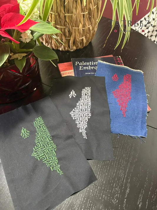 Custom Handmade Embroidery Patches of the Palestine Map in Various Colors Clothing & Wearables