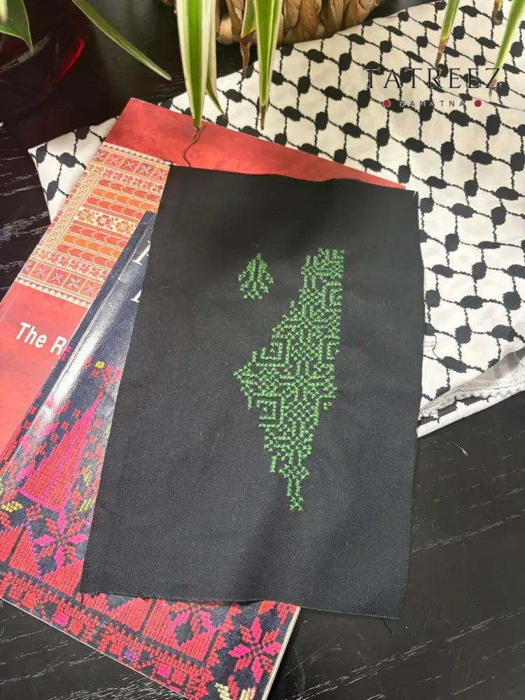 Custom Handmade Embroidery Patches of the Palestine Map in Various Colors Light Green Clothing & Wearables