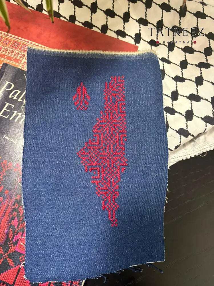 Custom Handmade Embroidery Patches of the Palestine Map in Various Colors Red Clothing & Wearables