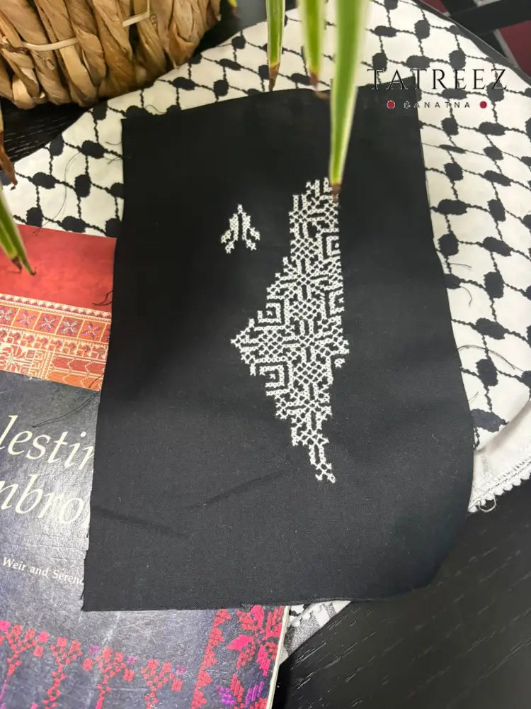 Custom Handmade Embroidery Patches of the Palestine Map in Various Colors White Clothing & Wearables