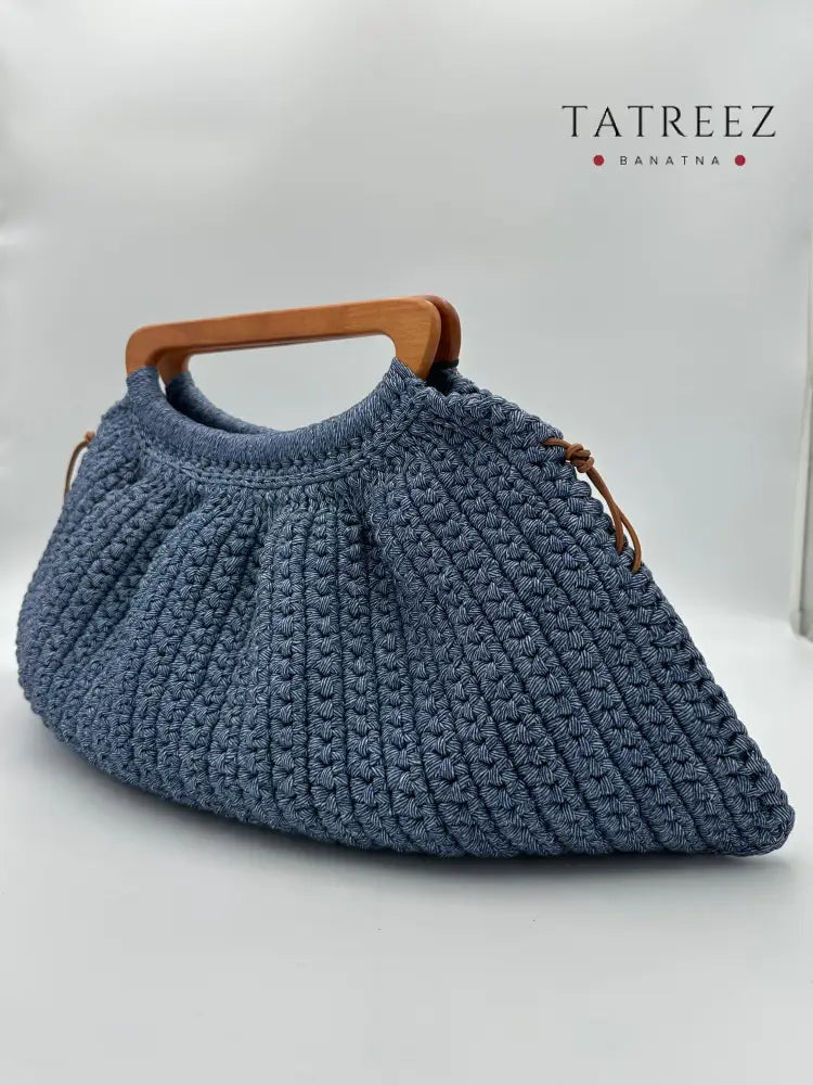 Elegant Haven: Spacious Handmade Crochet Bag with Wooden Handle by Rand Sac by Randa Accessories