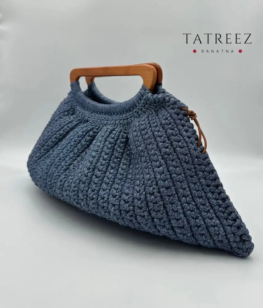 Elegant Haven: Spacious Handmade Crochet Bag with Wooden Handle by Rand Sac by Randa Accessories