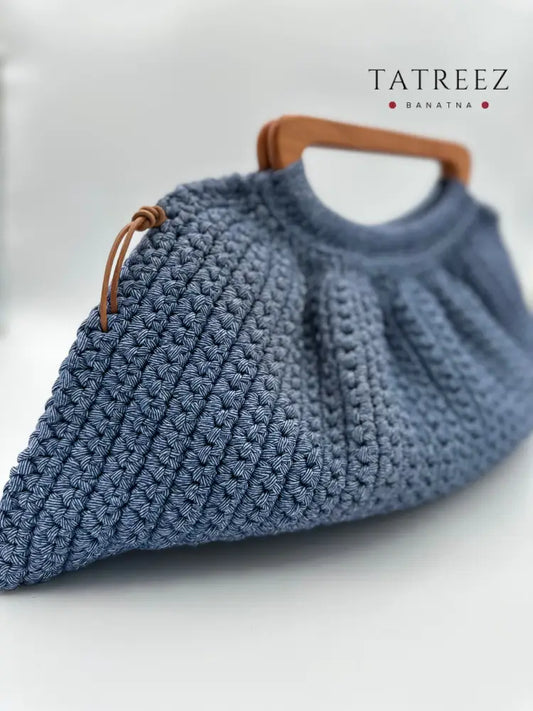 Elegant Haven: Spacious Handmade Crochet Bag with Wooden Handle by Rand Sac by Randa Accessories