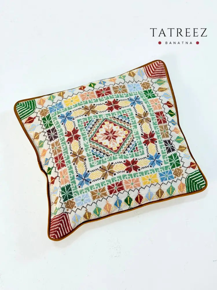 Embroidered Cushion Cover | Palestinian Heritage | Tatreez Banatna Accessories