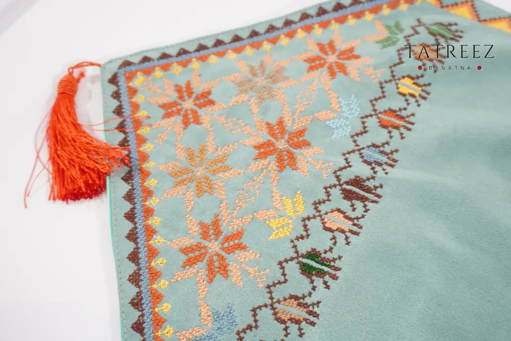Embroidered Suede Table Runner | Handmade | Tatreez Banatna Accessories