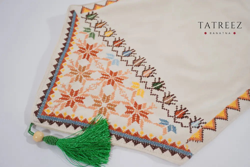 Embroidered Suede Table Runner | Handmade | Tatreez Banatna Accessories