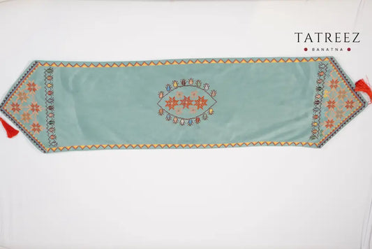 Embroidered Suede Table Runner | Handmade | Tatreez Banatna Accessories