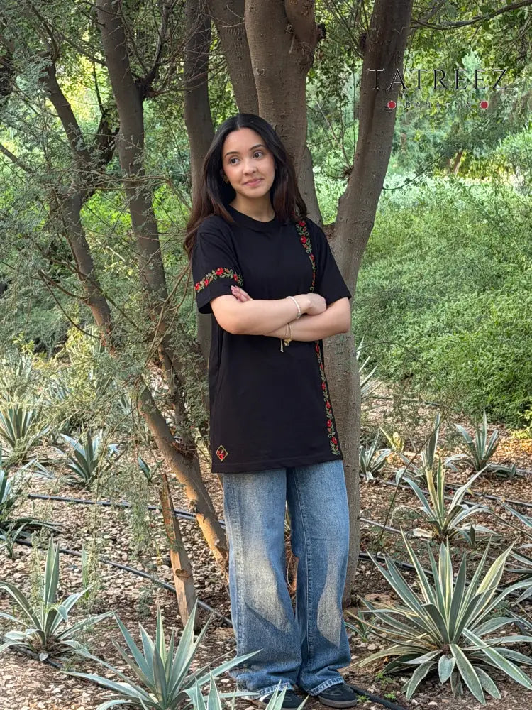 Handmade Embroidered T-Shirt: Simple Elegant and Modern with Traditional Touch Clothing & Wearables