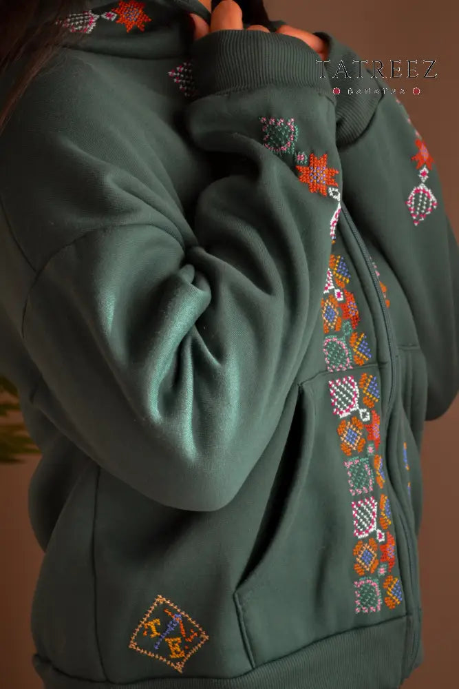 Cozy Handmade Embroidered Zipper Hoodie for Resilient Women - Clothing & Wearables