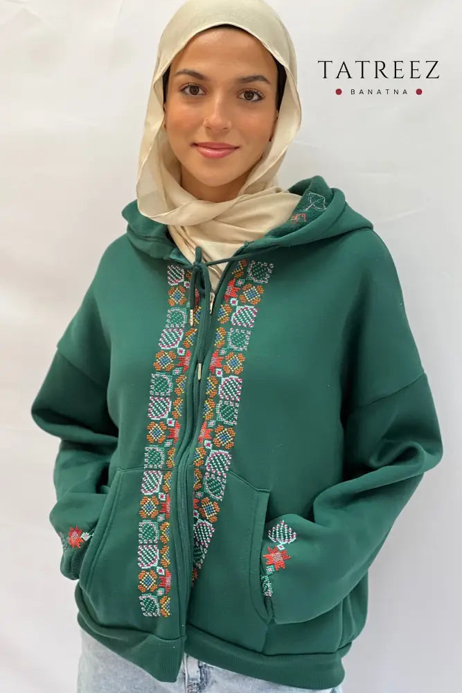Cozy Handmade Embroidered Zipper Hoodie for Resilient Women Clothing & Wearables