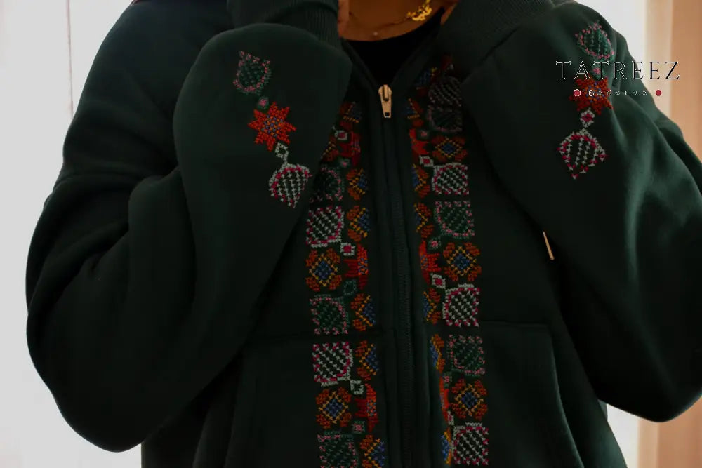 Cozy Handmade Embroidered Zipper Hoodie for Resilient Women - Clothing & Wearables