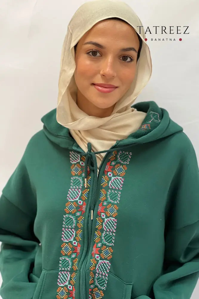 Cozy Handmade Embroidered Zipper Hoodie for Resilient Women Clothing & Wearables