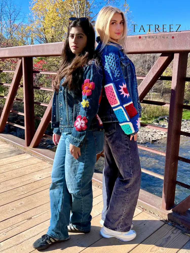Exquisite Denim Jacket with Lebanese Crochet Artistry Clothing & Wearables