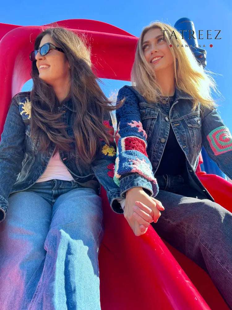 Exquisite Denim Jacket with Lebanese Crochet Artistry Clothing & Wearables