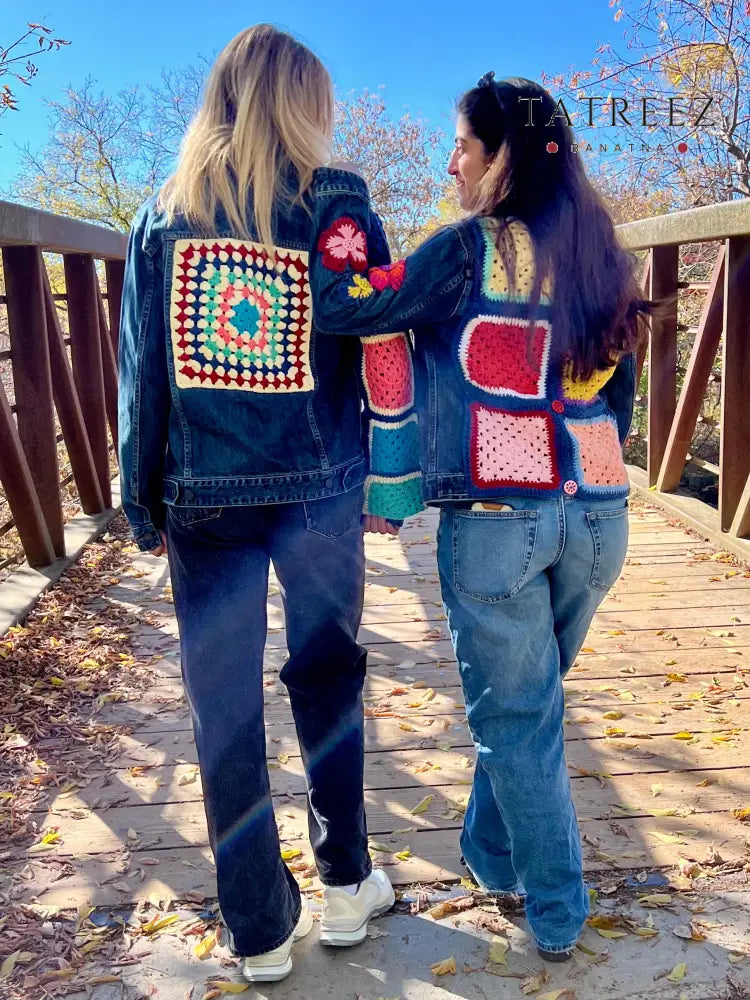 Exquisite Denim Jacket with Lebanese Crochet Artistry Clothing & Wearables