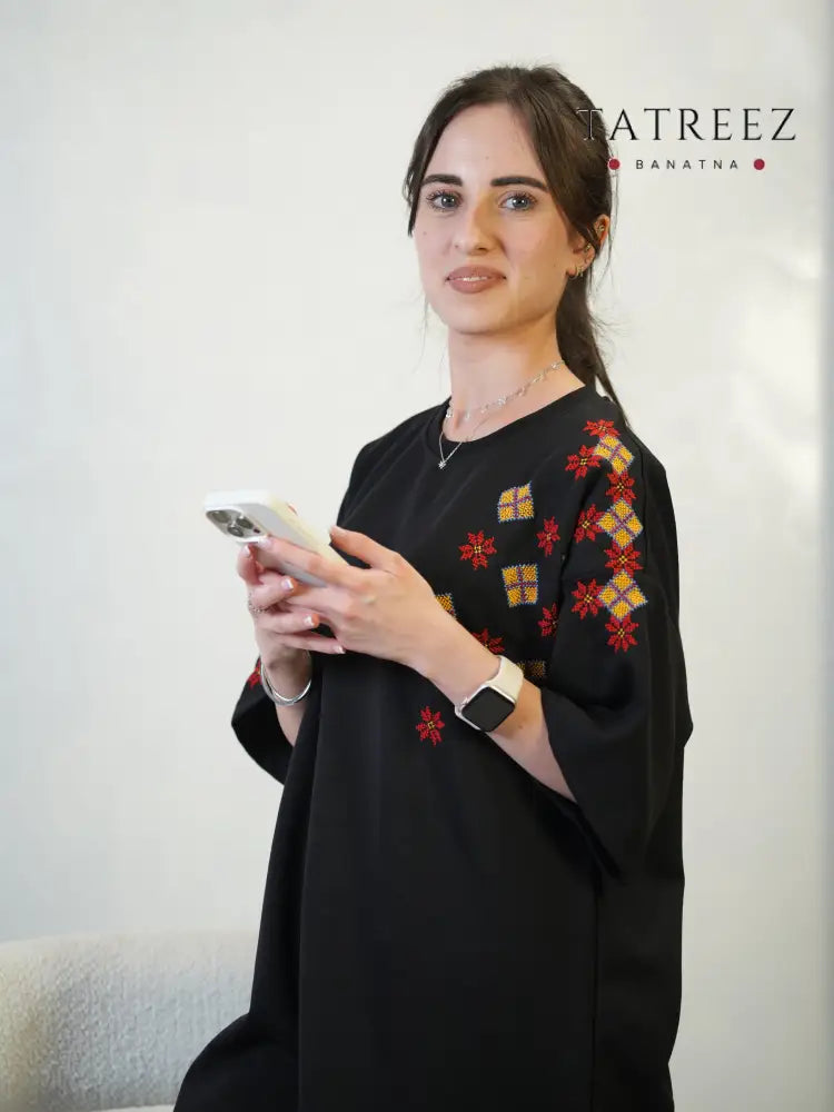 Hand-Embroidered Floral T-Shirt | Palestinian Tatreez Design | تطريز يدوي M Clothing & Wearables