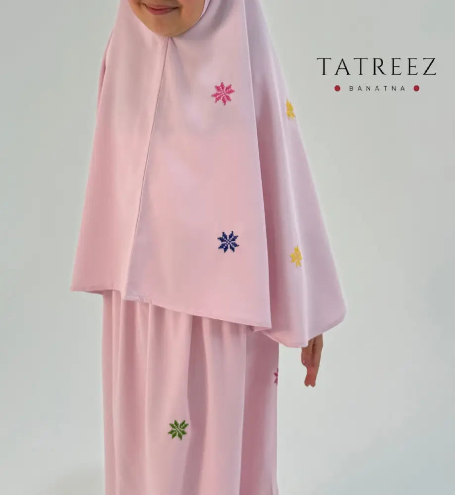 Girls Embroidered Prayer Outfit Pink | Age 10 | Tatreez Banatna Clothing & Wearables