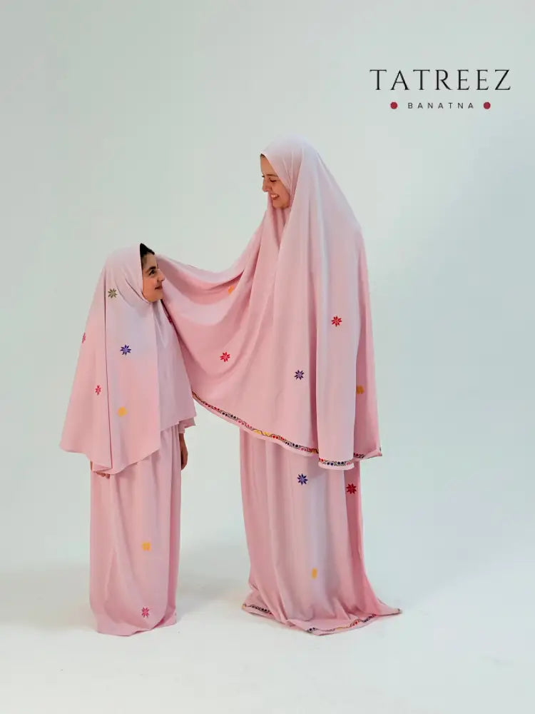 Girls Embroidered Prayer Outfit Pink | Age 10 | Tatreez Banatna Clothing & Wearables