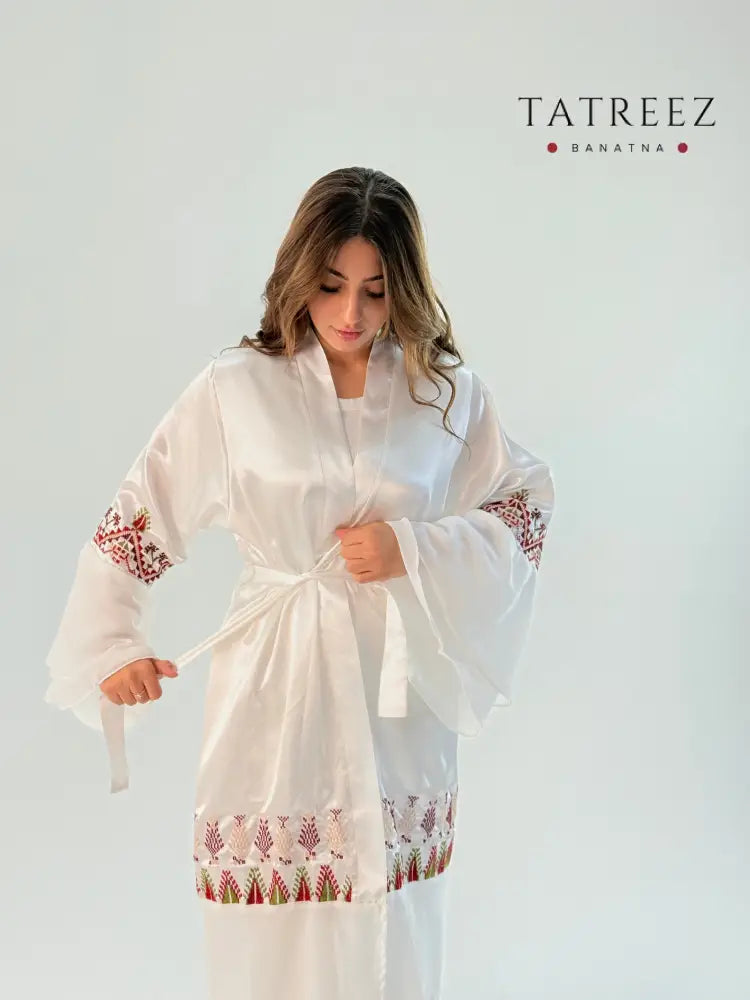 Hand Embroidered Bridal Thoub with Al Roos - Perfect for Henna Night & Getting Ready Clothing & Wearables
