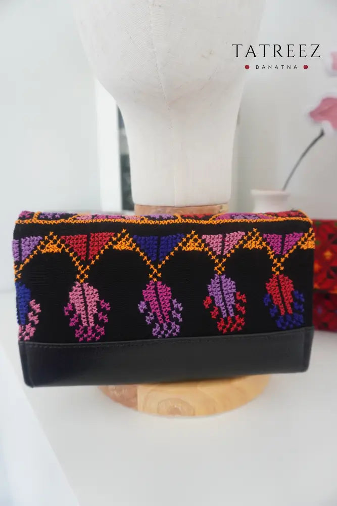 Hand Embroidered Clutch in Beautiful Colors: Red Purple and Peach Accessories