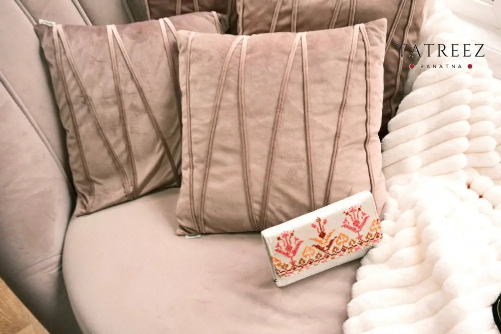 Hand-Embroidered Suede Wallet/Clutch with Palestinian Tatreez | Tatreez Banatna Accessories