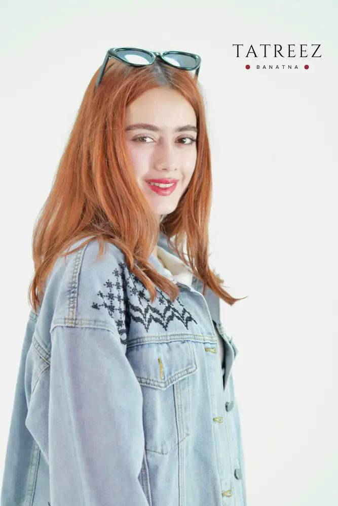 Handhala Denim Jacket: Handmade Kofea Embroidery & Meaningful Design Clothing & Wearables