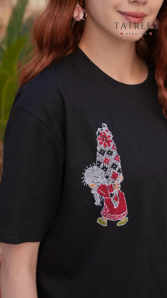 Handhalla Black T-Shirt: A Mother’s and Everywoman’s Embrace of Palestine - Clothing & Wearables