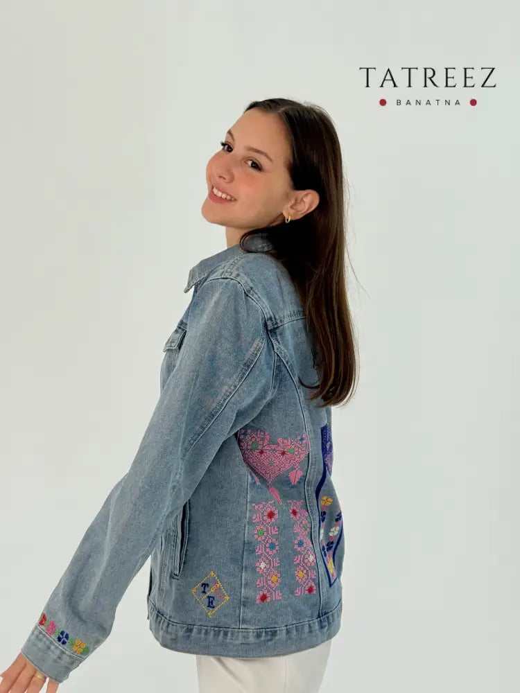 Handmade Blue Jeans Jacket with Exclusive Front and Back Embroidery 1 Clothing & Wearables