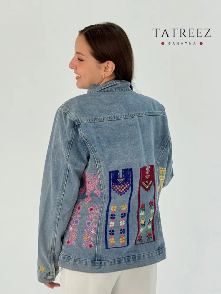 Handmade Blue Jeans Jacket with Exclusive Front and Back Embroidery 1 Clothing & Wearables