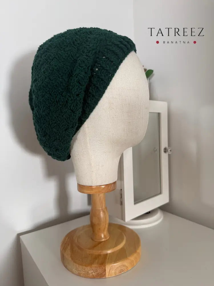 Handmade Crochet Beanie - Empowering Designs by Resilient Women Dark Green Accessories