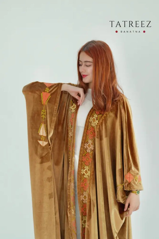 Handmade Mokhaml Golden Honey Abaya - Honey - Clothing & Wearables