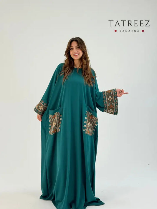 Lara: Elegant Handmade Abaya with Palestinian Motifs - Shop Now! One size Clothing & Wearables