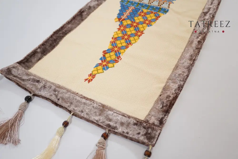 Large Embroidered Palestine Map Wall Hanging | Handmade Art Accessories