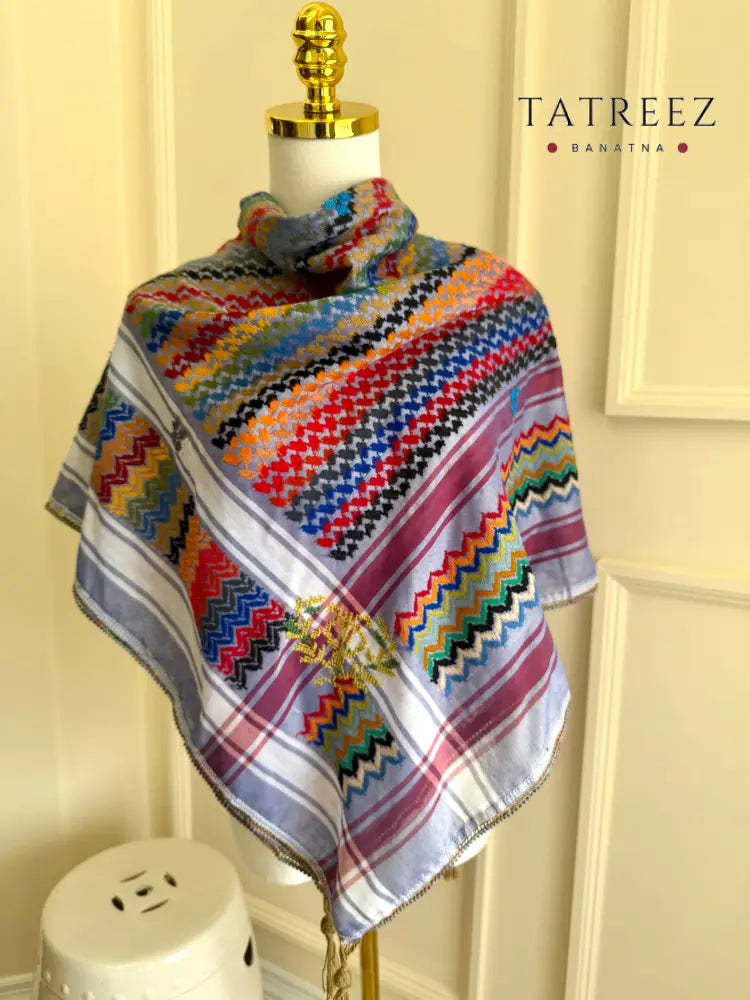 Lavender Breeze: Multi-Colored Kofea with Exquisite Embroidery Accessories