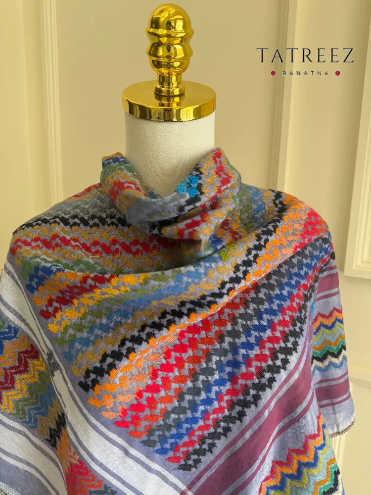 Lavender Breeze: Multi-Colored Kofea with Exquisite Embroidery Accessories