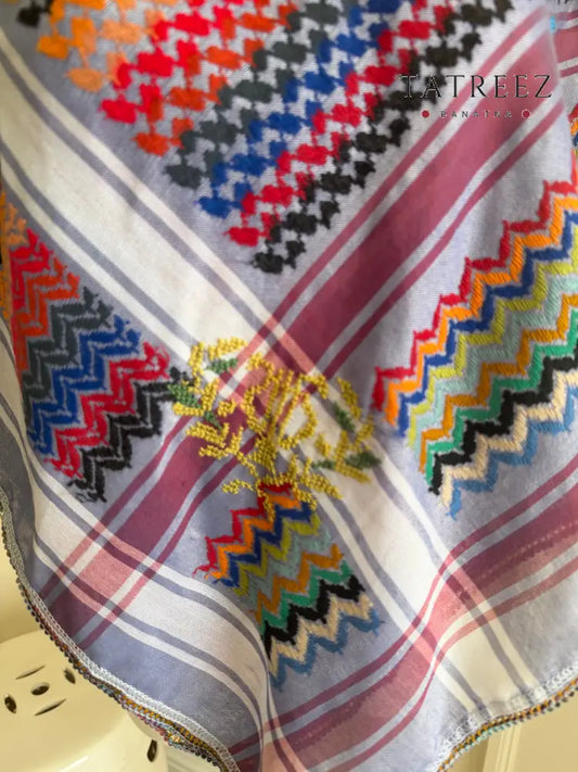 Lavender Breeze: Multi-Colored Kofea with Exquisite Embroidery Accessories